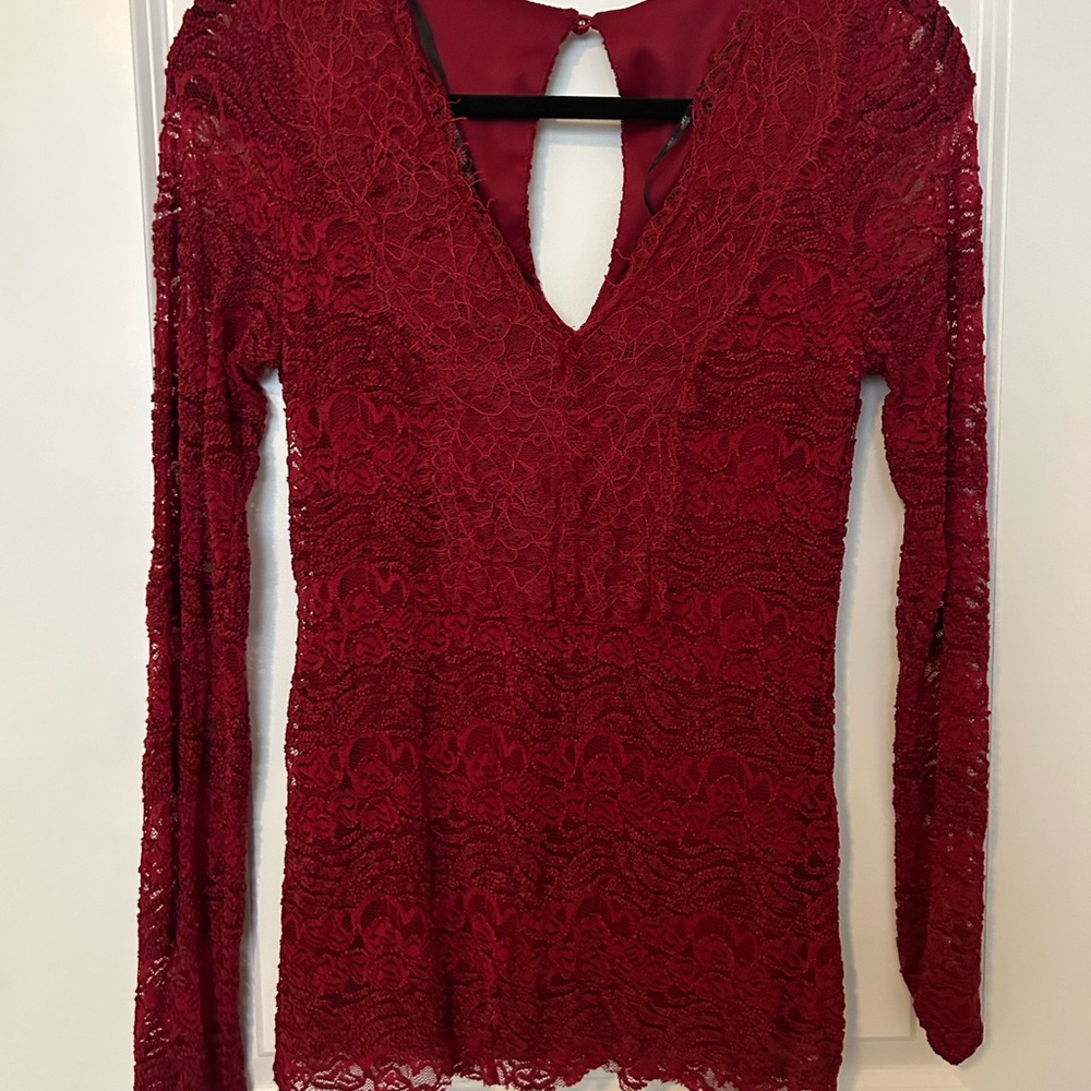 BKE Red Lace Blouse
